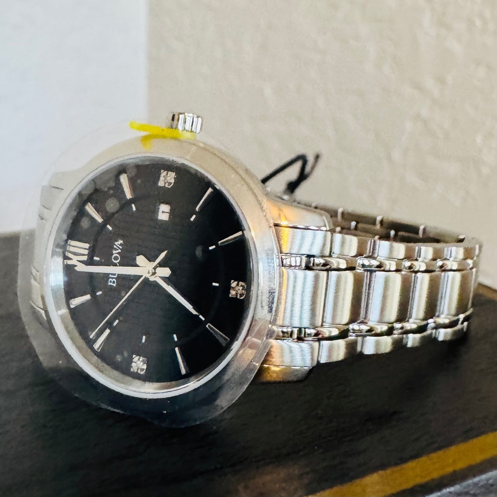 Bulova Women's Classic Stainless Steel Black Diamond Accent Women's Watch, NWT - Picture 9 of 17
